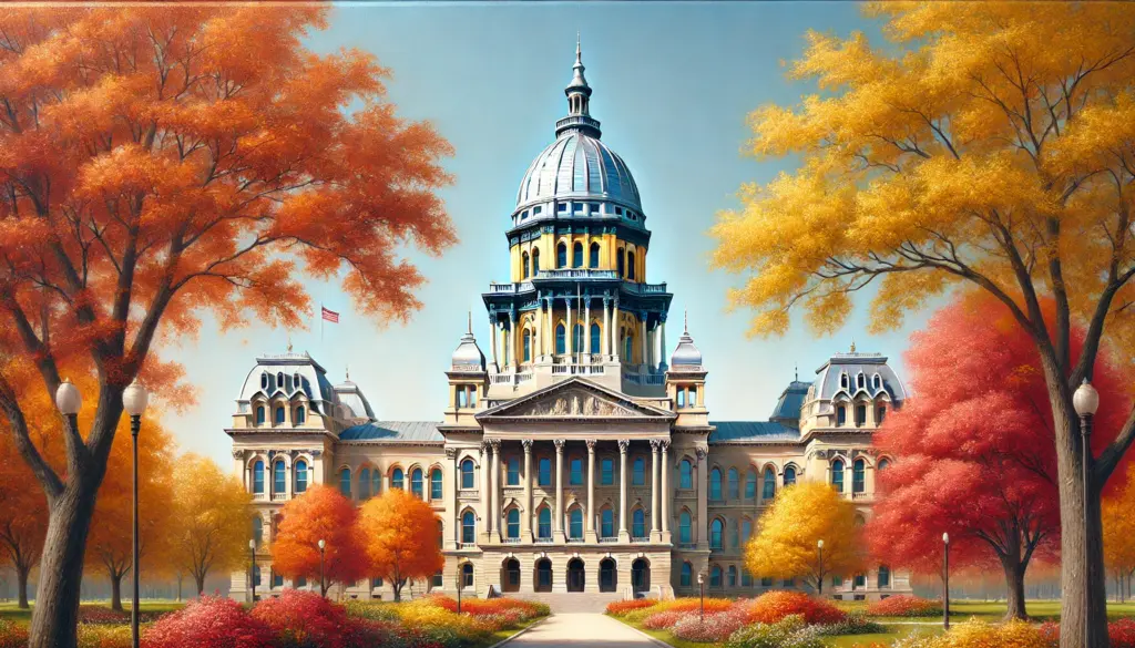 IL State Capitol Building mixed media print