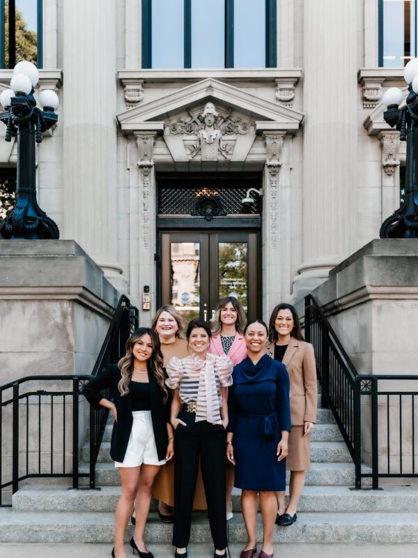 Illinois Women Lobbyists outside of the State Capitol including Tiffany Elking and Liz Brown-Reeves