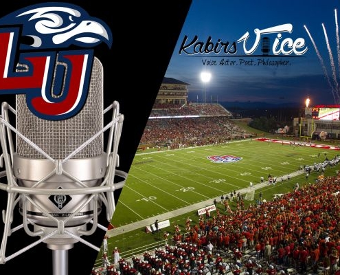 Liberty University college voice over football stadium